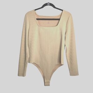 NWOT a new day Neutral Ribknit Longsleeve Bodysuit With Button Snaps Size XL